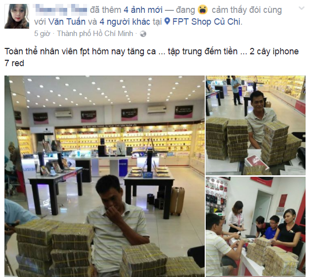 Nhân viên méo mặt vì khách mua iPhone 7 bằng tiền lẻ 1.000 đồng