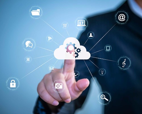 business-man-pressing-cloud-graphic